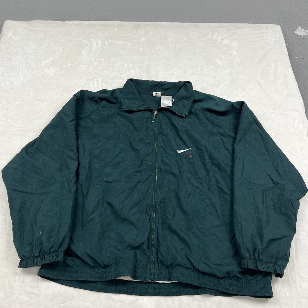 Nike Windbreaker Jacket Mens XL Green Vintage 90s Nike Air Full Zip Nylon